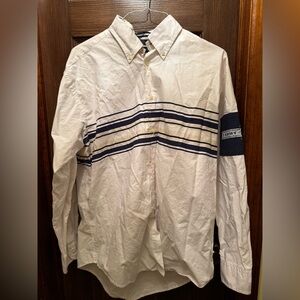 Tommy Hilfiger White Button-Down Shirt with Navy Stripes